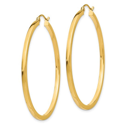 10k yellow gold classic square tube round hoop earrings 46mm x 2mm