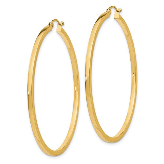10k yellow gold classic square tube round hoop earrings 51mm x 2mm