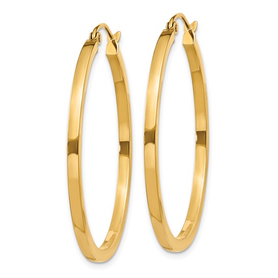 10k yellow gold classic square tube round hoop earrings 36mm x 2mm