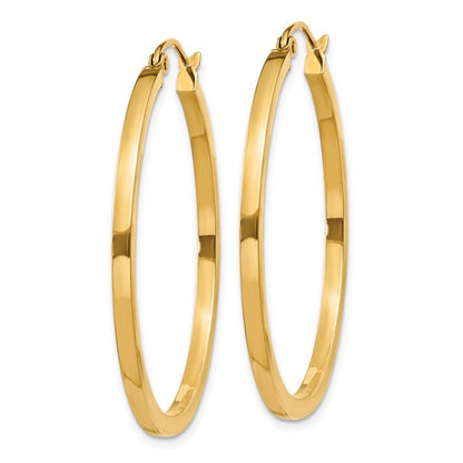 10k yellow gold classic square tube round hoop earrings 36mm x 2mm