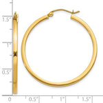 Загрузить изображение в средство просмотра галереи, 10k Yellow Gold Classic Square Tube Round Hoop Earrings 36mm x 2mm
