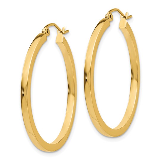 10k Yellow Gold Classic Square Tube Round Hoop Earrings 31mm x 2mm