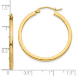 이미지를 갤러리 뷰어에 로드 , 10k Yellow Gold Classic Square Tube Round Hoop Earrings 31mm x 2mm
