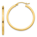 Load image into Gallery viewer, 10k Yellow Gold Classic Square Tube Round Hoop Earrings 31mm x 2mm
