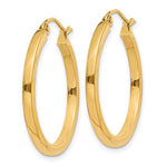 Lataa kuva Galleria-katseluun, 10k Yellow Gold Classic Square Tube Round Hoop Earrings 25mm x 2mm
