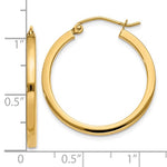 Lade das Bild in den Galerie-Viewer, 10k Yellow Gold Classic Square Tube Round Hoop Earrings 25mm x 2mm
