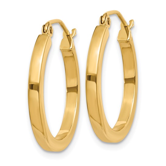 10k yellow gold classic square tube round hoop earrings 20mm x 2mm