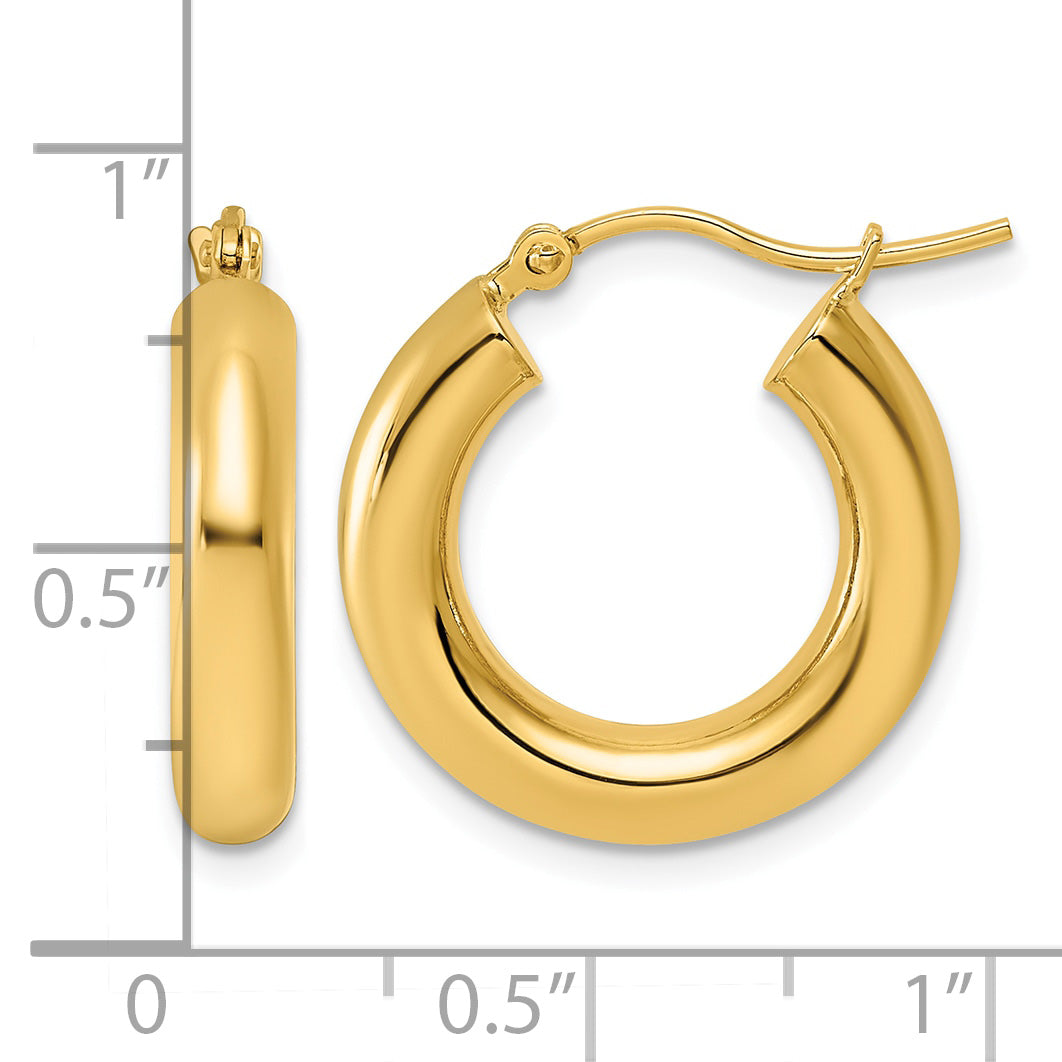 10K Yellow Gold Classic Round Hoop Earrings 20mm x 4mm