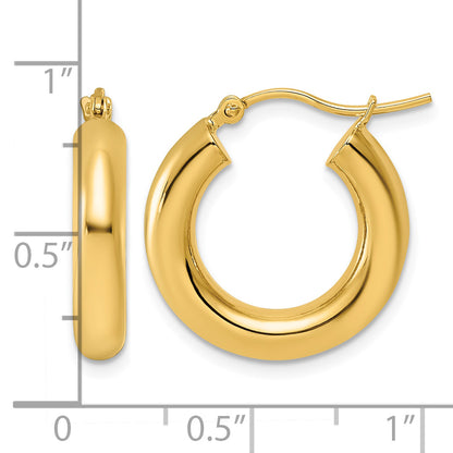 10K Yellow Gold Classic Round Hoop Earrings 20mm x 4mm