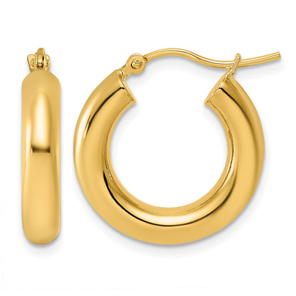10K Yellow Gold Classic Round Hoop Earrings 20mm x 4mm