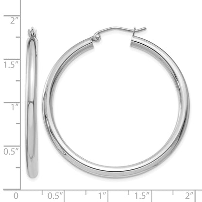 10K White Gold Classic Round Hoop Earrings 40mm x 3mm