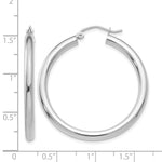 Indlæs billede til gallerivisning 10K White Gold Classic Round Hoop Earrings 35mm x 3mm
