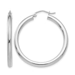 Indlæs billede til gallerivisning 10K White Gold Classic Round Hoop Earrings 35mm x 3mm
