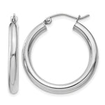 Indlæs billede til gallerivisning 10K White Gold Classic Round Hoop Earrings 25mm x 3mm
