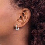 Indlæs billede til gallerivisning 10K White Gold Classic Round Hoop Earrings 15mm x 3mm Approx. 0.97g
