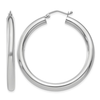 10K White Gold Classic Round Hoop Earrings 40mm x 4mm