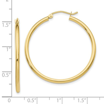10K Yellow Gold Classic Round Hoop Earrings 35mm x 2mm