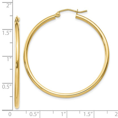 10K Yellow Gold Classic Round Hoop Earrings 40mm x 2mm