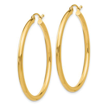 10K Yellow Gold 40mm x 2.5mm Round Hoop Earrings