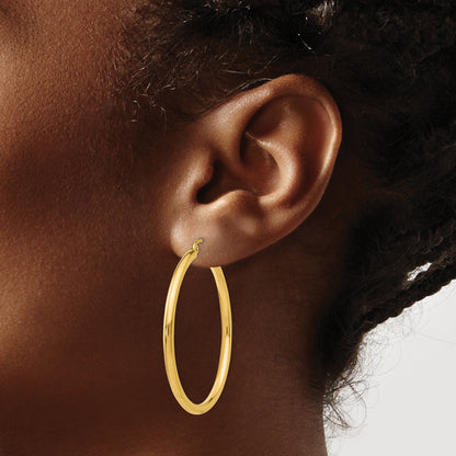 10K Yellow Gold 40mm x 2.5mm Round Hoop Earrings
