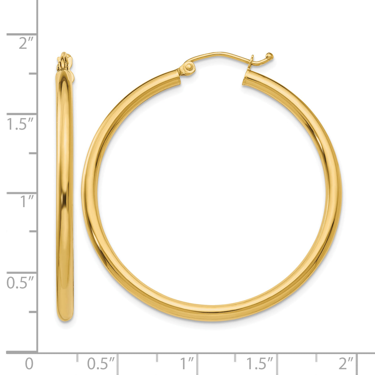 10K Yellow Gold 40mm x 2.5mm Round Hoop Earrings