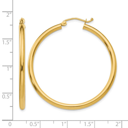 10K Yellow Gold 40mm x 2.5mm Round Hoop Earrings