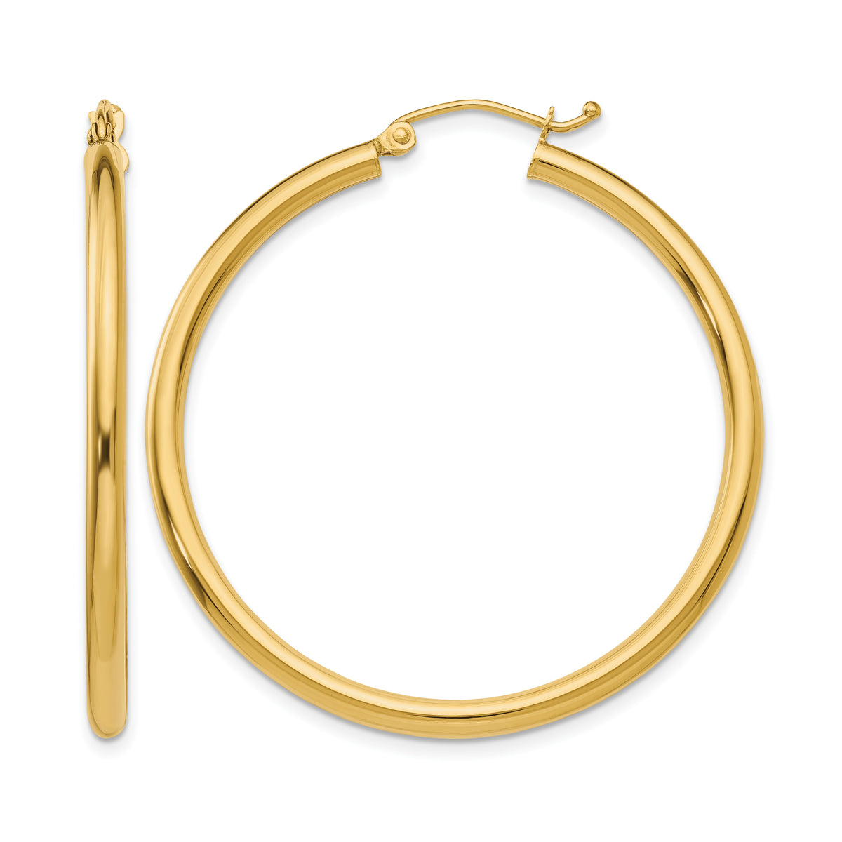 10K Yellow Gold 40mm x 2.5mm Round Hoop Earrings