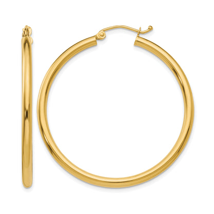 10K Yellow Gold 40mm x 2.5mm Round Hoop Earrings