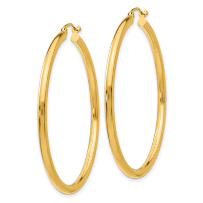10K Yellow Gold 45mm x 2.5mm Round Hoop Earrings
