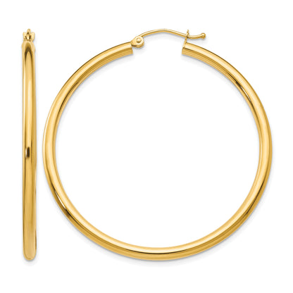 10K Yellow Gold 45mm x 2.5mm Round Hoop Earrings