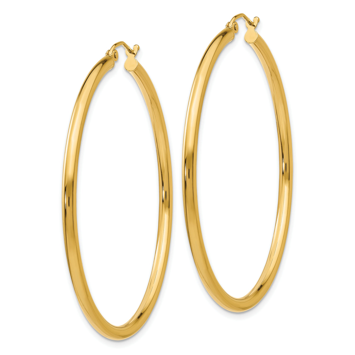 10K Yellow Gold 50mm x 2.5mm Round Hoop Earrings