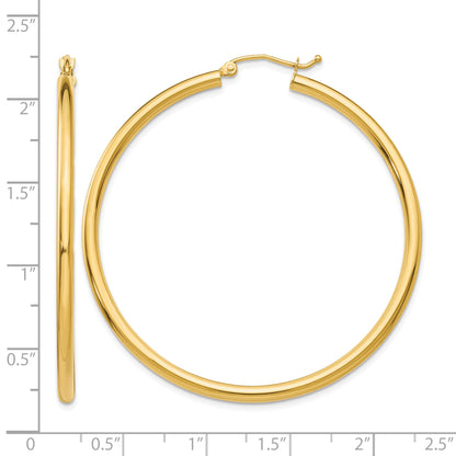 10K Yellow Gold 50mm x 2.5mm Round Hoop Earrings