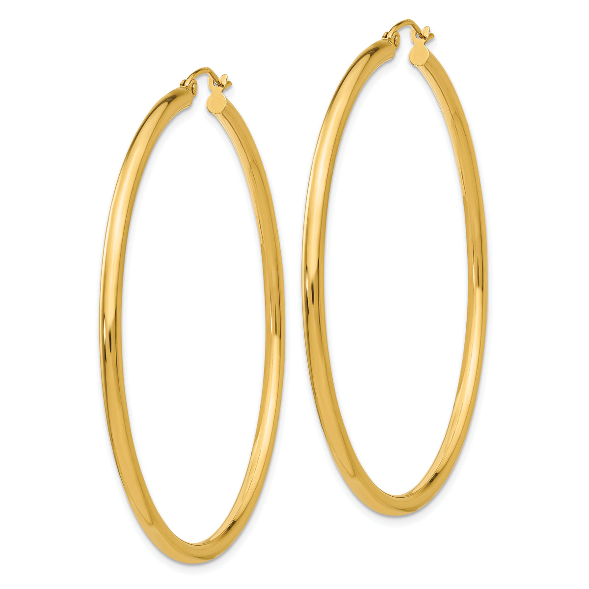 10K Yellow Gold 55mm x 2.5mm Round Hoop Earrings