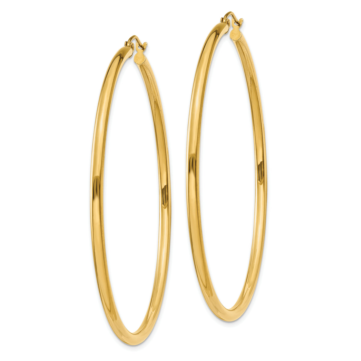 10K Yellow Gold 60mm x 2.5mm Round Hoop Earrings
