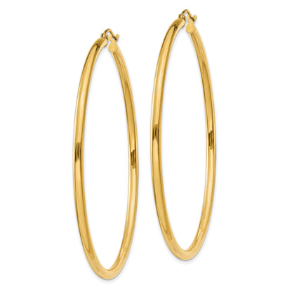 10K Yellow Gold 60mm x 2.5mm Round Hoop Earrings