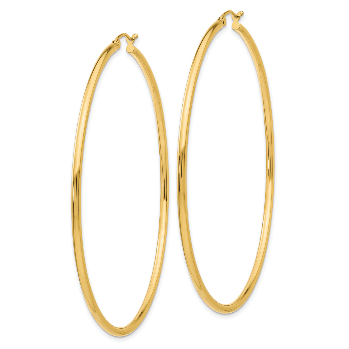 10K Yellow Gold 65mm x 2.5mm Round Hoop Earrings