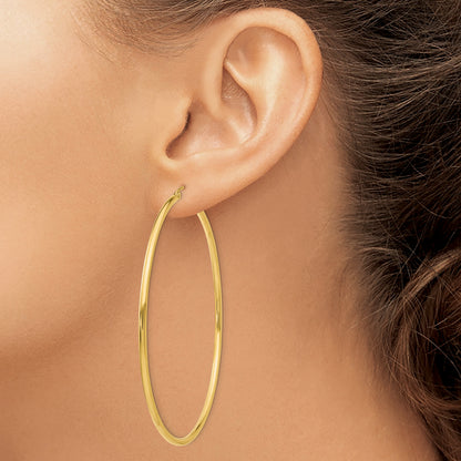 10K Yellow Gold 65mm x 2.5mm Round Hoop Earrings