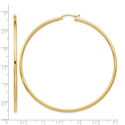 10K Yellow Gold 65mm x 2.5mm Round Hoop Earrings