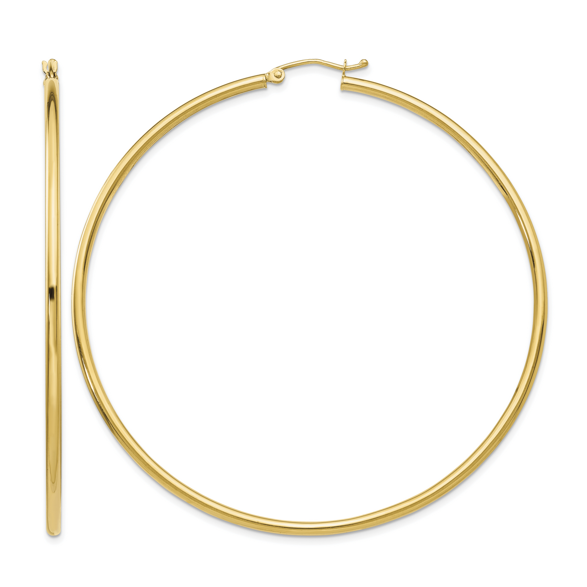 10K Yellow Gold 65mm x 2.5mm Round Hoop Earrings