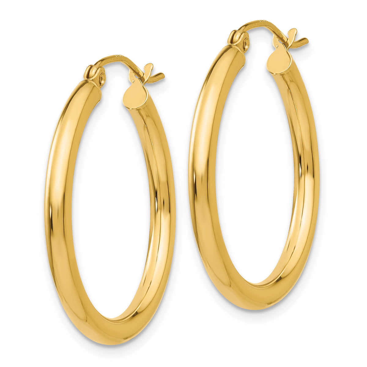 10K Yellow Gold 25mm x 2.5mm Round Hoop Earrings