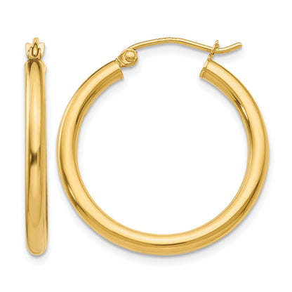 10K Yellow Gold 25mm x 2.5mm Round Hoop Earrings