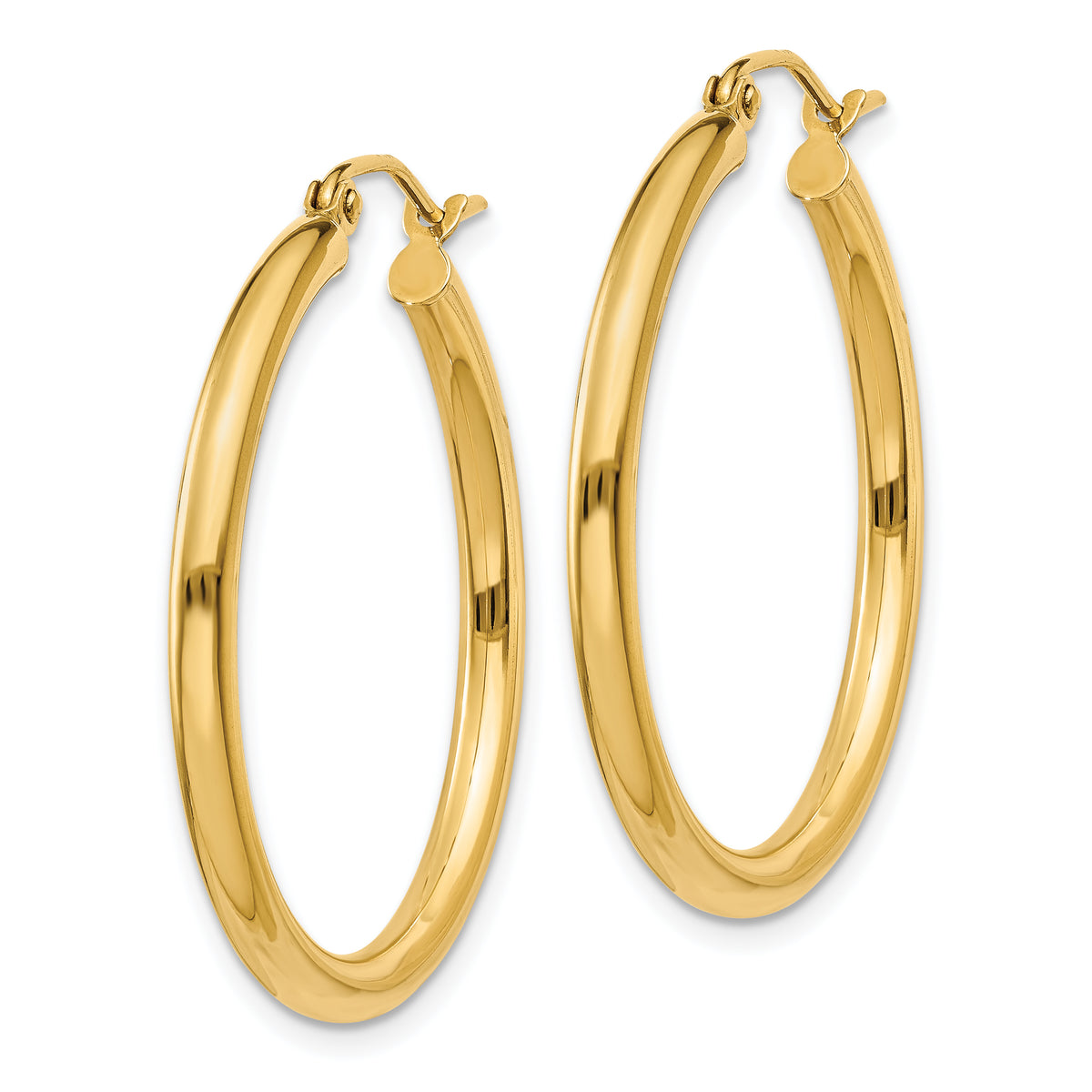 10K Yellow Gold 30mm x 2.5mm Round Hoop Earrings