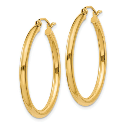 10K Yellow Gold 30mm x 2.5mm Round Hoop Earrings