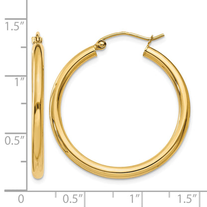 10K Yellow Gold 30mm x 2.5mm Round Hoop Earrings