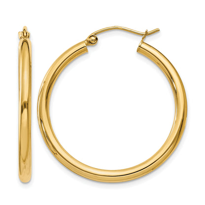 10K Yellow Gold 30mm x 2.5mm Round Hoop Earrings