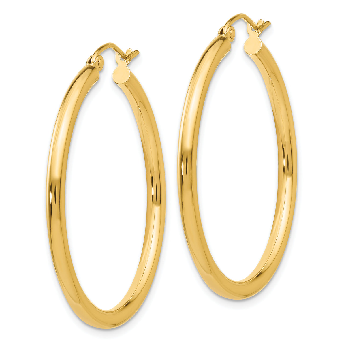 10K Yellow Gold 35mm x 2.5mm Round Hoop Earrings