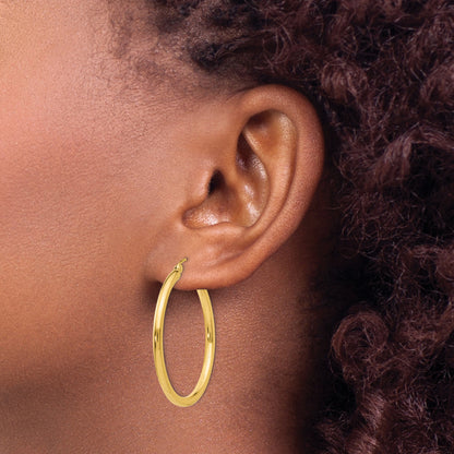 10K Yellow Gold 35mm x 2.5mm Round Hoop Earrings