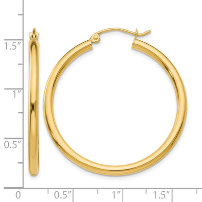 10K Yellow Gold 35mm x 2.5mm Round Hoop Earrings