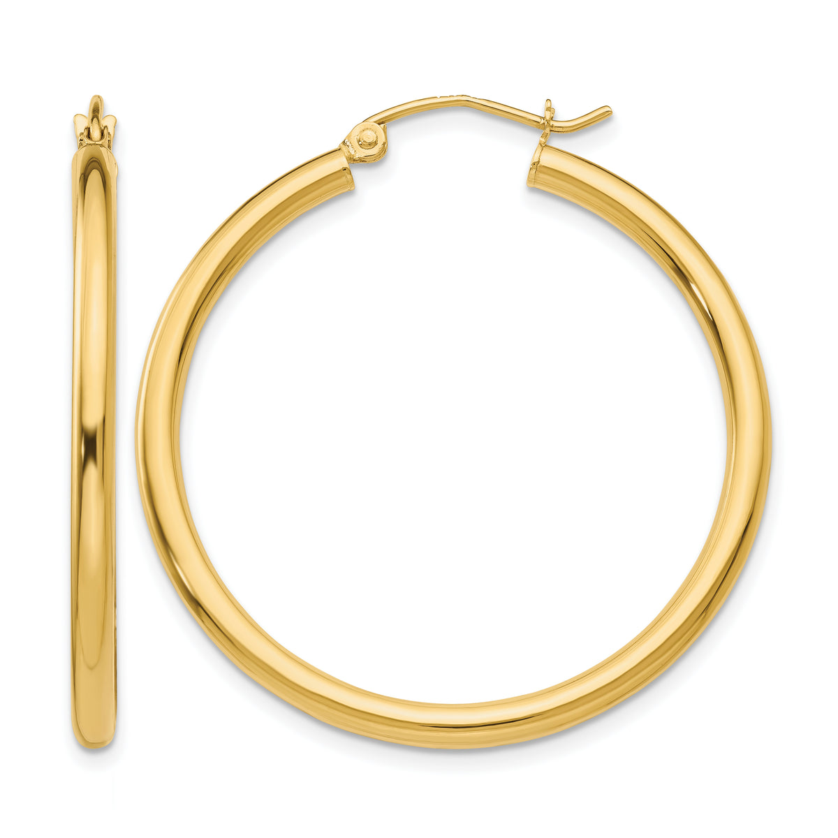 10K Yellow Gold 35mm x 2.5mm Round Hoop Earrings