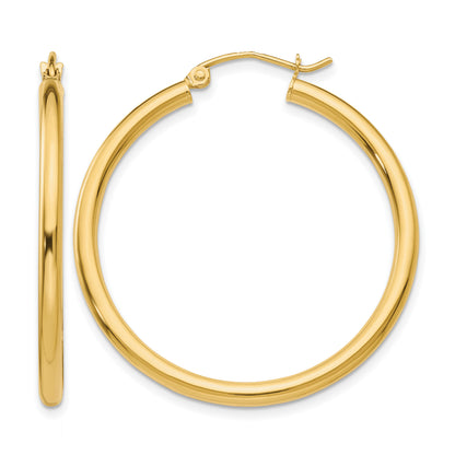 10K Yellow Gold 35mm x 2.5mm Round Hoop Earrings